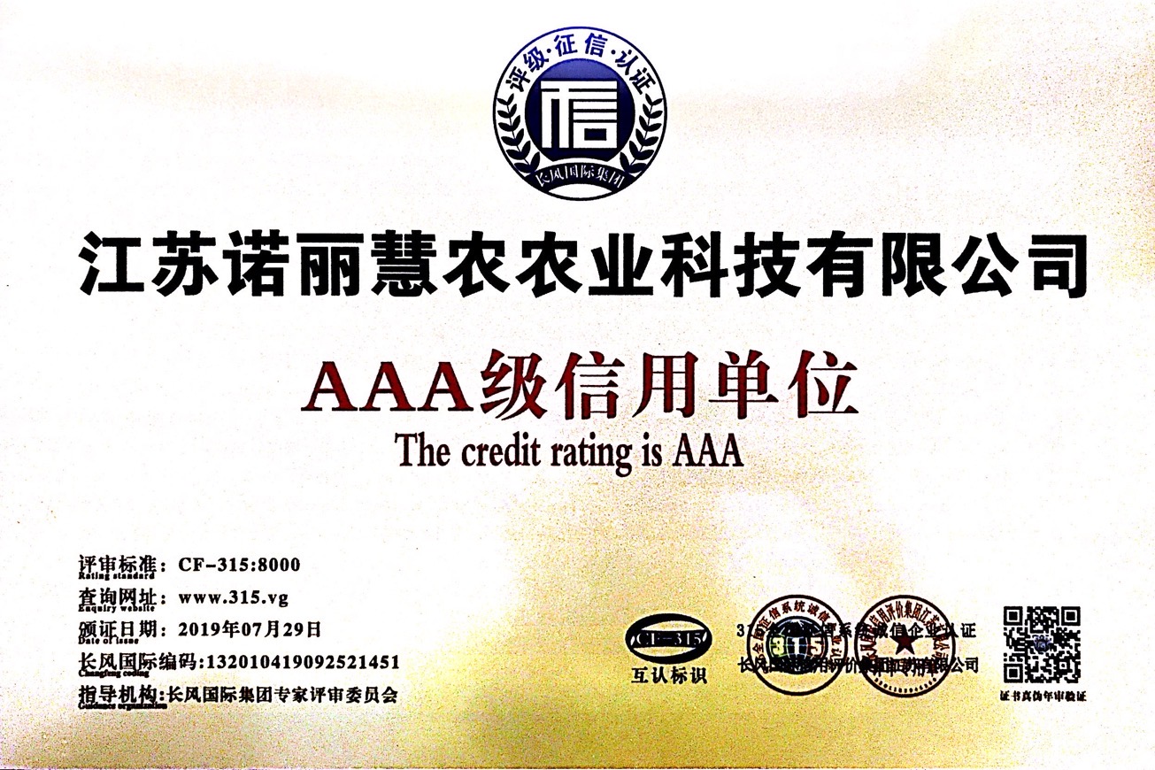 被评为“AAA级”信用单位